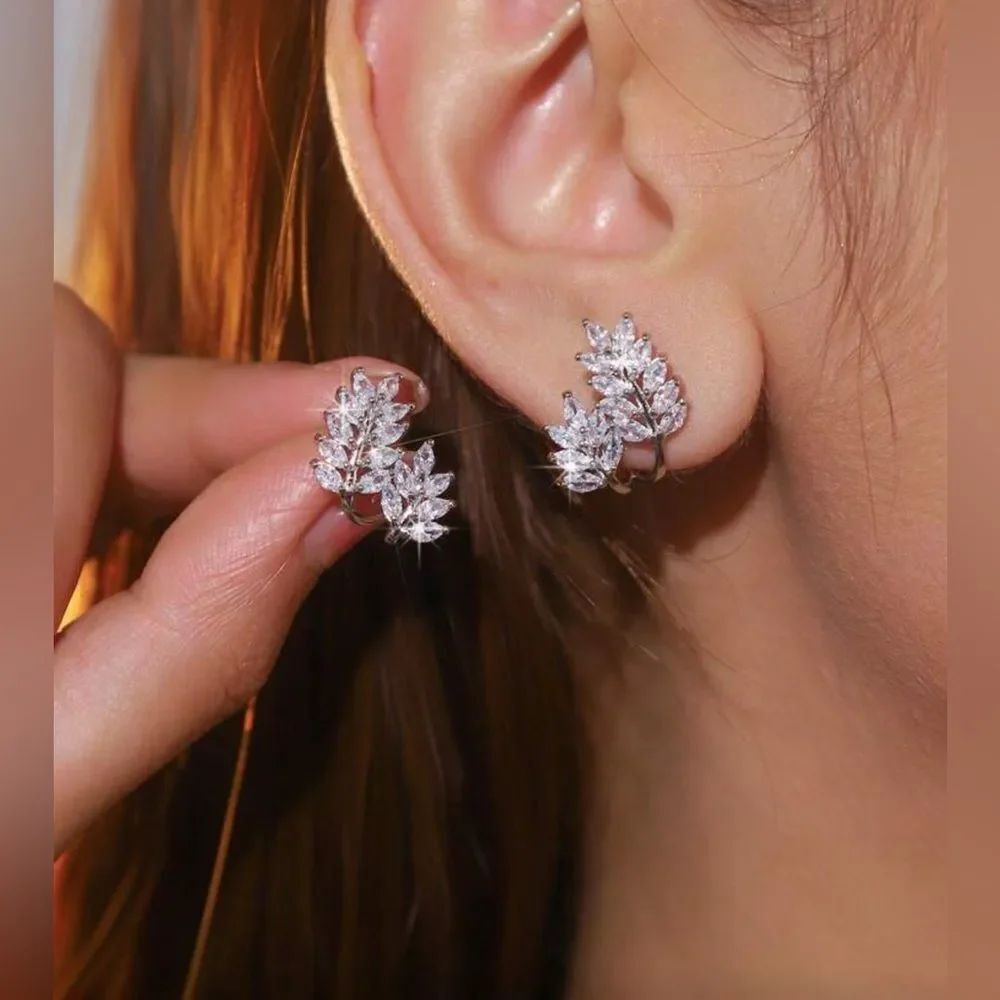 Diamond Leaf Earrings #2092